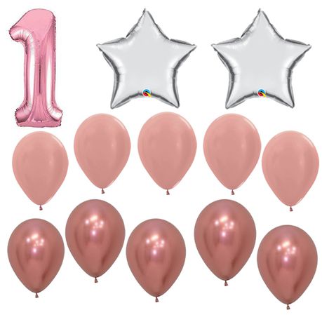 Balloons -Foil -Latex- Number 1 -Stars - 13 Pack