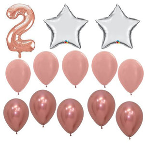 Balloons -Foil -Latex- Number 2 -Stars - 13 Pack