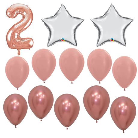 Balloons -Foil -Latex- Number 2 -Stars - 13 Pack