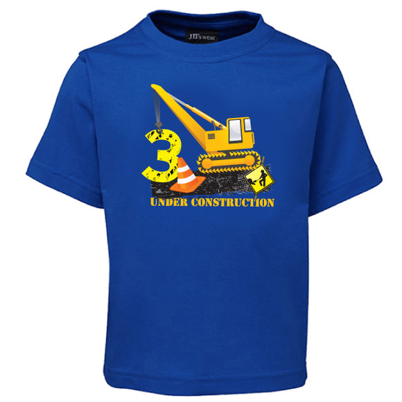 Construction - Third- Birthday - Crane- T-Shirt