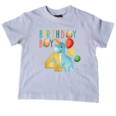 Dinosaur-Fourth Birthday-Birthday Boy-T-Shirt-4-5 years