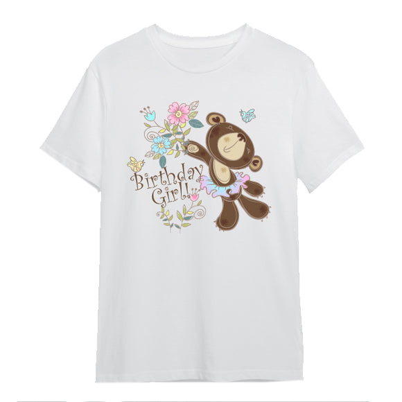Birthday Girl-Bear-T-Shirt-Girls