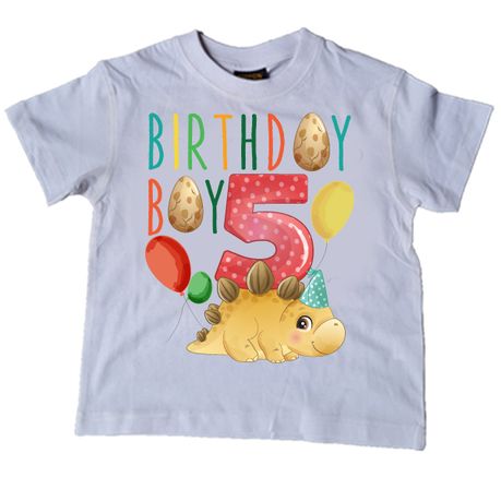 Dinosaur-Fifth Birthday-Birthday Boy-T-Shirt-5-6 years