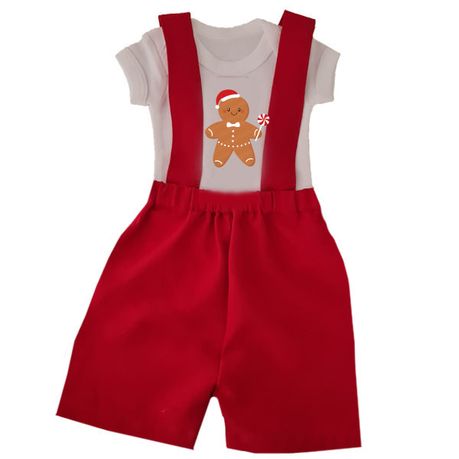 Christmas-Gingerbread Man-Short-Babygrow-Set-Boys