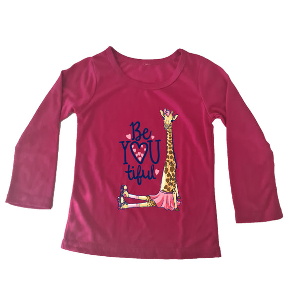 Girls-Long Sleeve-Giraffe-T-Shirt