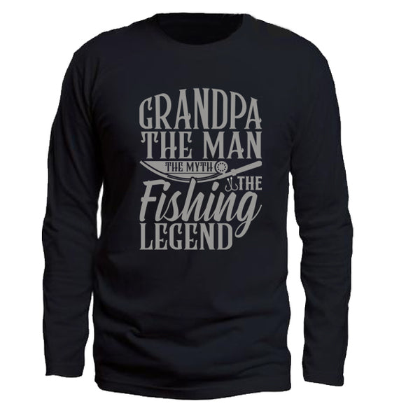 Grandpa-Fishing Legend-Long Sleeve-T-Shirt-Black