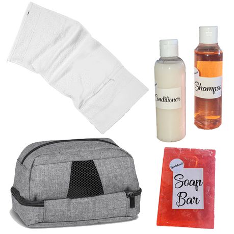 Gift Set-Men-Toiletry Bag-Shampoo-Conditioner-Handmade Soap-Towel