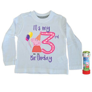 Peppa Pig-It`s my Birthday-Pink - Long Sleeve-Bubbles