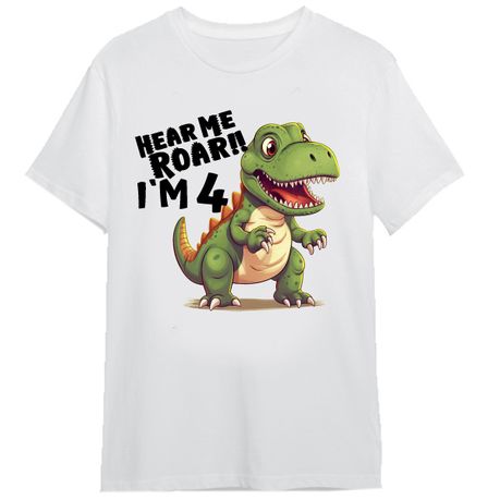 Dinosaur Fourth Birthday - T-Shirt Age 4 to 5