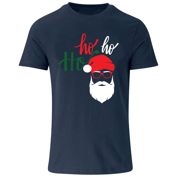 Christmas-Santa-Ho Ho Ho-Unisex-Navy-T-Shirt-Adults