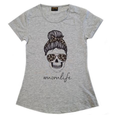 Mom Life-T Shirt-Skull-Leopard Print-Ladies-T Shirt