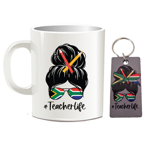 Teacher-Messy Bun-Mug-Keyring-Gift Set