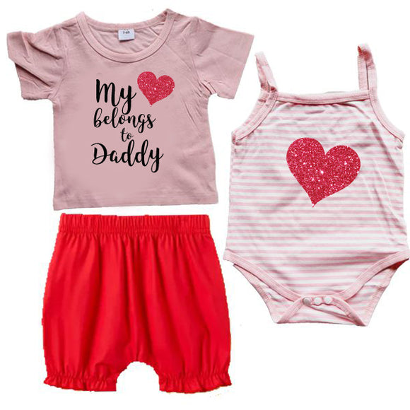 Valentines - 3 Piece Combo - My Heart Belongs to Daddy
