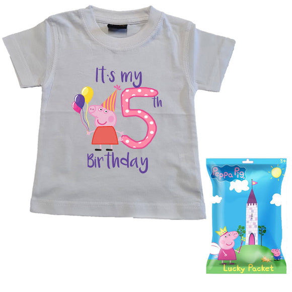 Peppa Pig-Fifth Birthday-Tshirt-Lucky Packet-Combo