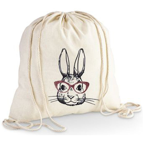 Easter-Drawstring Bag-Bunny-Rabbit-Rose Gold Glasses