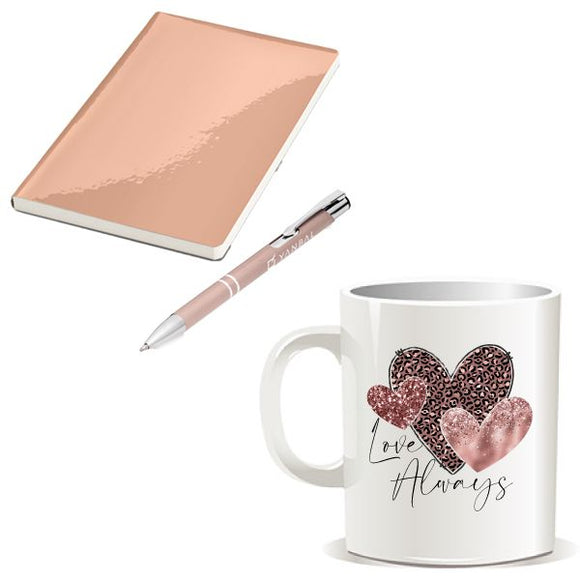 Gift Set-Mug-Notebook-Pen-3 Pieces - Rose Gold