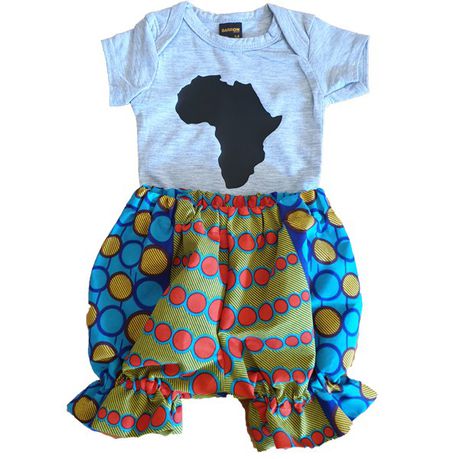 Mama Africa-Wax Print- Frilled Short with Babygrow