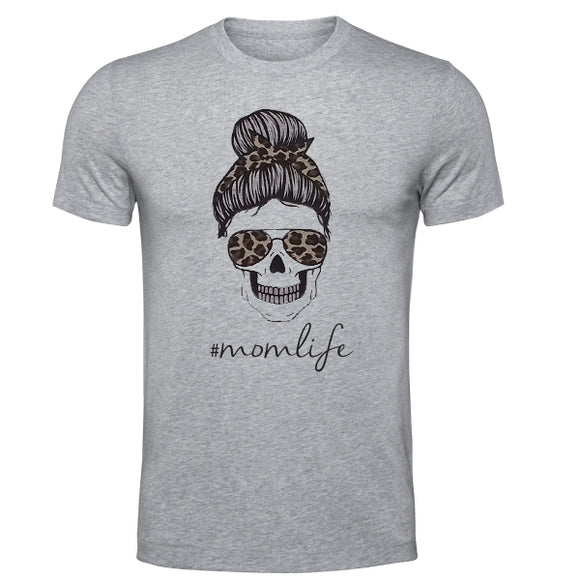 Mom Life-T Shirt-Skull-Leopard Print-Unisex- T Shirt
