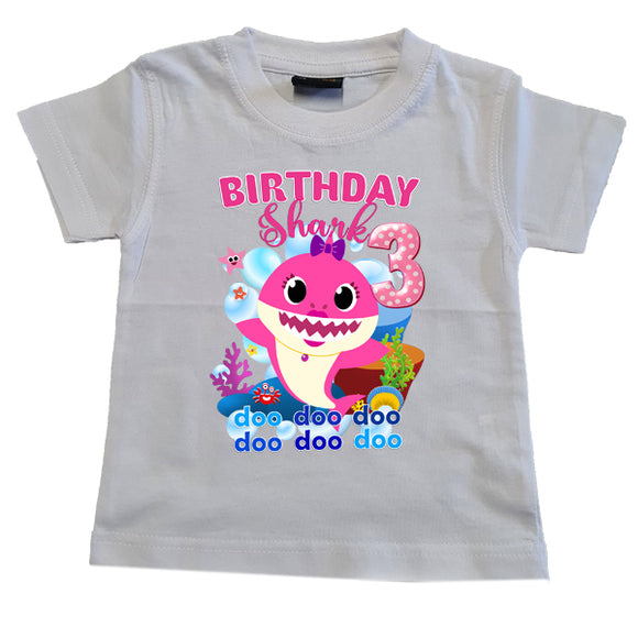 Baby Shark-Girls-Third- Birthday-T-Shirt