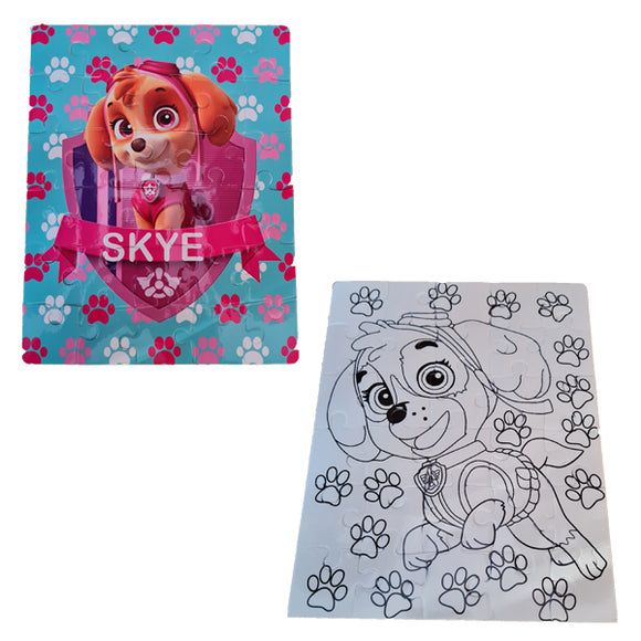 Skye Paw Patrol Colouring Puzzle - 2 Puzzle Combo