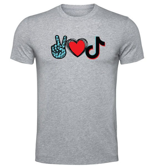 Tik Tok-T Shirt-Peace-Love-Tik Tok-Adult-Unisex